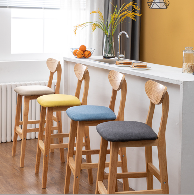 Contemporary Design Style Wooden Bar Chair Stools for High Table in Living Room