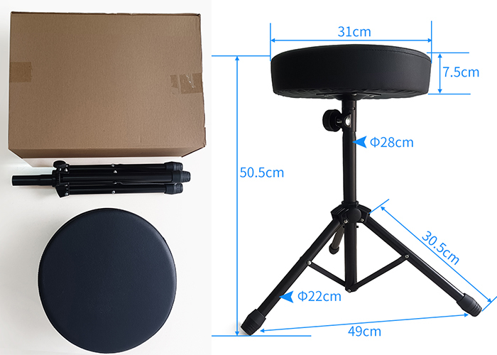 Portable Height Adjustable Drum Stool With Anti Slip Rubber Feet