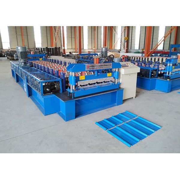 Blue Trapezoidal Sheet Roll Forming Machine , High Strength IBR Roll Forming Machine