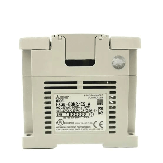 FX3U-80MR/ES-A high-performance compact PLC featuring 80 integrated I/O points (40 digital inputs/40 relay outputs)