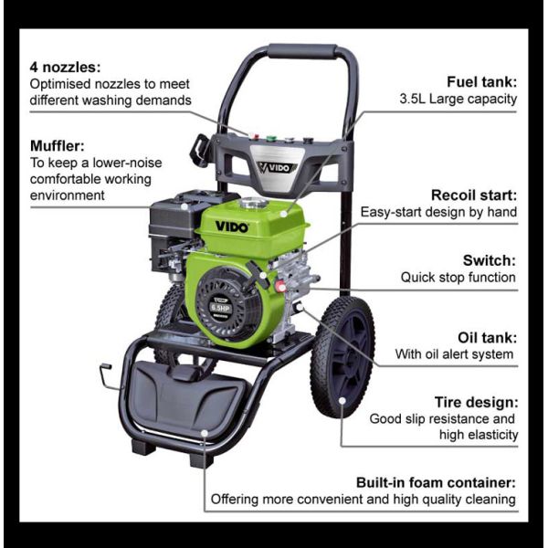 Petrol Gasoline 7.0HP 211cc High Pressure Power Washer,8m Steel braided high pressure hose