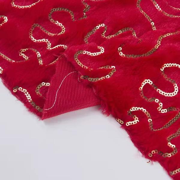 DDP Free Sample Textiles Best Design Reversible Gold Sequin Red/Pink/Grey Velvet Fabric Wholesale