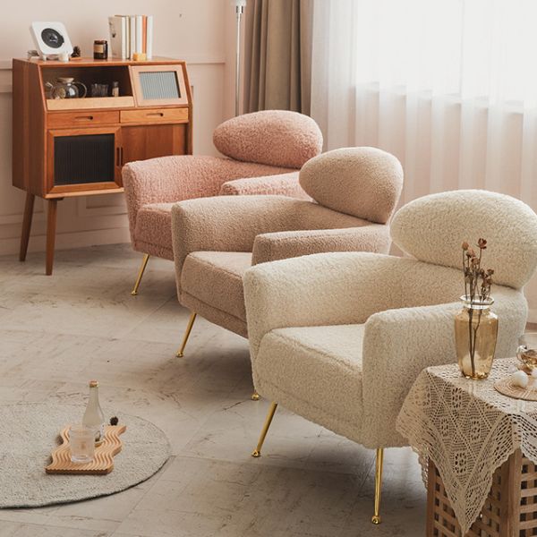 Adjustable Head Restraint Fabric Leisure Chair Sponge Filler Velvet Single Sofa Chair