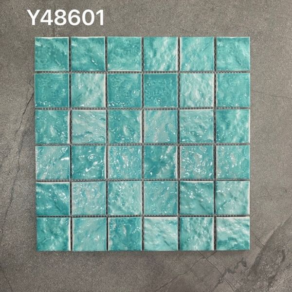 Wholesale China  Ceramic Blue Square Swimming Pool Mosaic Tiles for Sale