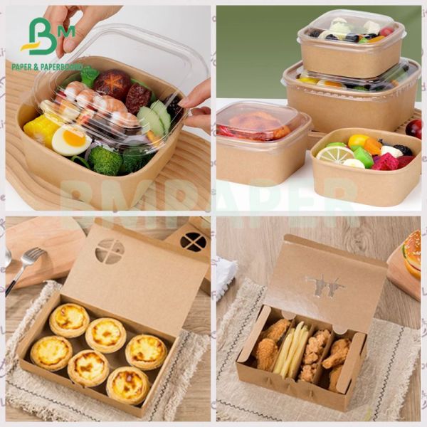 Untear Brown Kraft Greaseproof French Fries Boxes PE Coated Paper