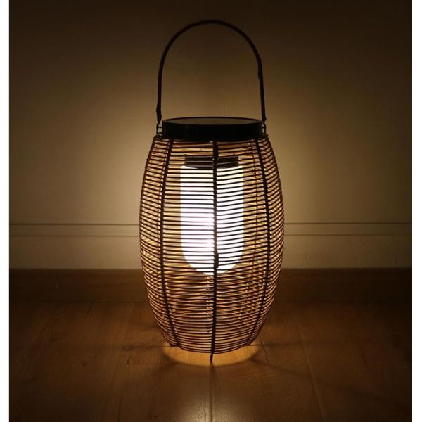 Outdoor Rattan Woven Solar Lights Lantern Waterproof For Garden Landscape