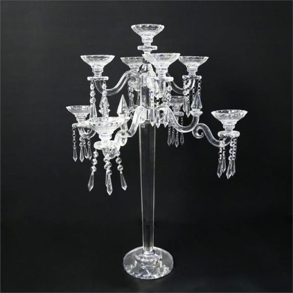 Nouveau design de faveur de mariage, perles suspendues, candélabre en cristal