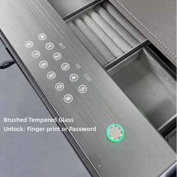 High End Anti-theft Fingerprint Jewelry Box Supplies Safe Box Leather Organizer Wardrobe Accessories