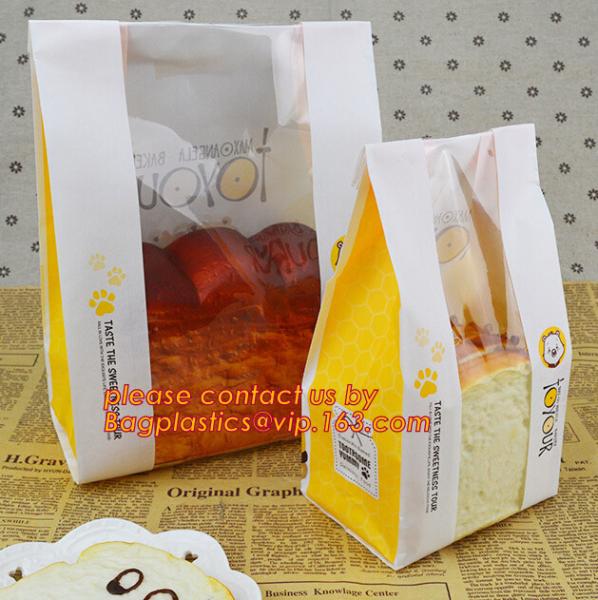 Custom bread food paper bags with your own logo,Factory Supplier Eco-friendly Kraft Paper Bread Packaging Bag