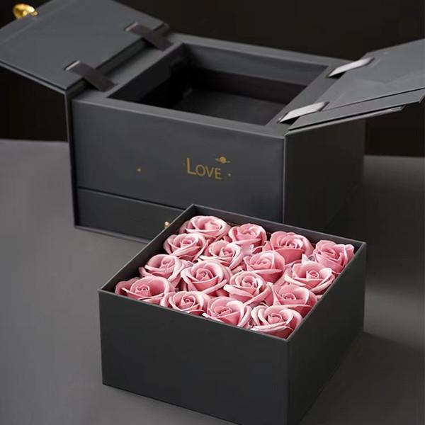 Fin boîte cadeau de bijoux ronde personnalisée avec portes doubles et traitement d'impression de vernis
