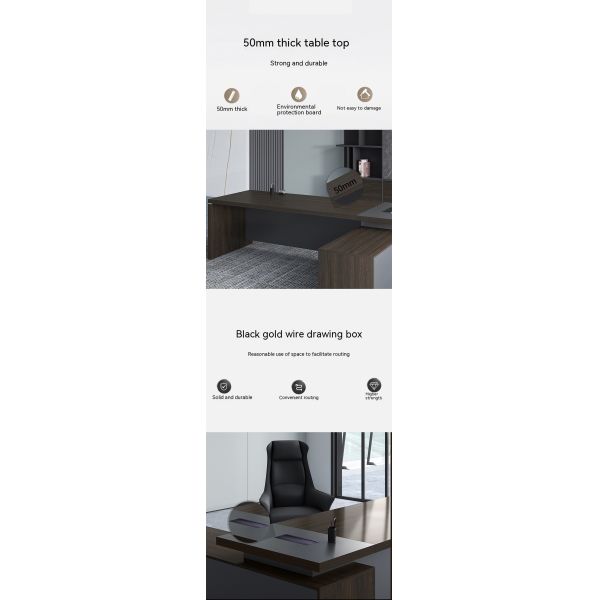 Diseño de madera de lujo ejecutivo en forma de L Escritorio presidencial para muebles de oficina