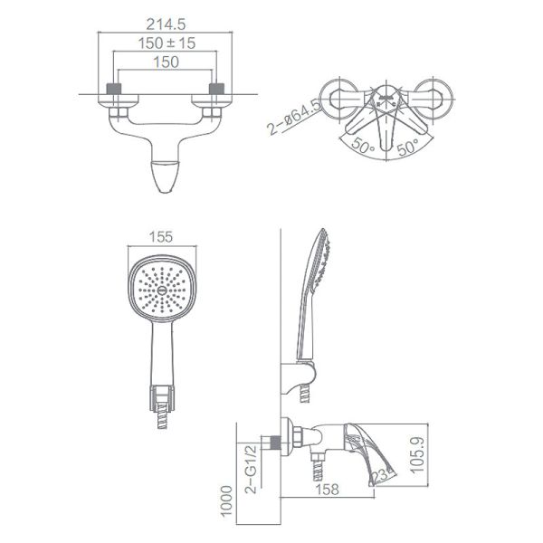 Ливня Chrome стены ABS ливня руки Bathroom изготовитель Китая тела многофункционального латунного установленный