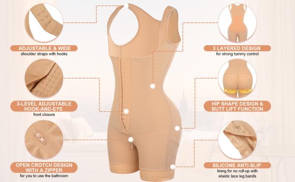 Nonwoven Weaving Method Women's Full Body Shaper 5XL BBL FAJAS Waistdear Tummy Control