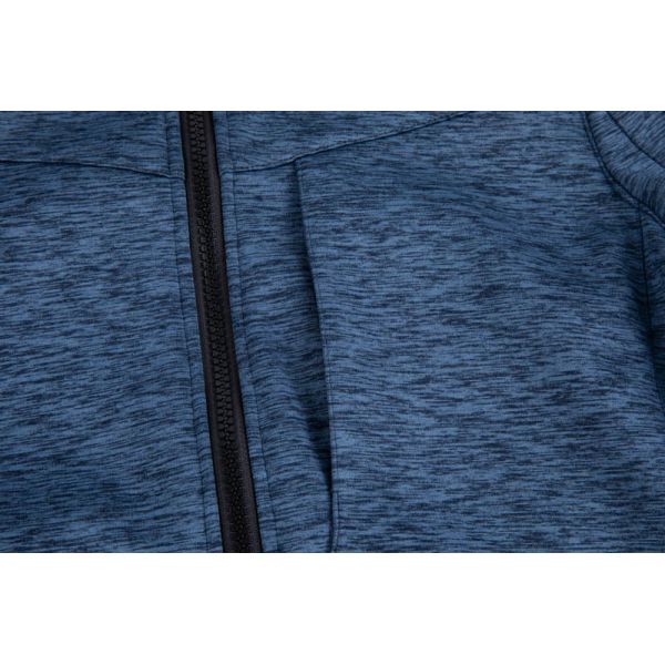 Heather Blue Mens Zip Up Hoodies Soft Shell  Jacket  Contrast Panels