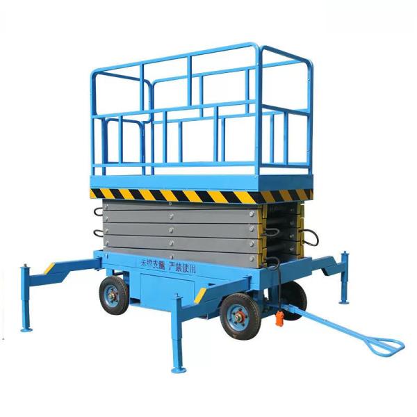 Blue Towable Scissor Lift Electric Platform Lift 1 Ton 4m Height