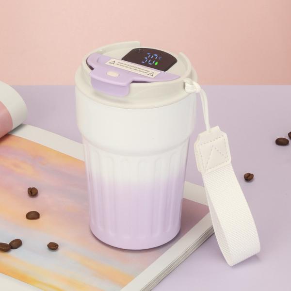 16 Oz Travel Coffee Mug Spill-Proof Insulated Stainless Steel Coffee Mug With Lid & Silicone Sea, Double Wall Vacuum Travel Coffee Tumblers, Cup Holder Friendly Reusable Thermos-Lilac