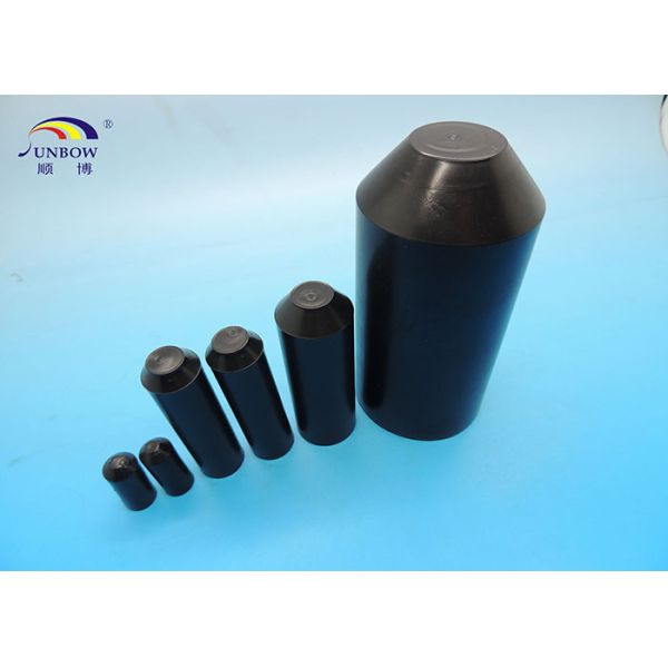 Black Polyolefin Heat Shrink End Caps for Wire Sealing , Insulation Seal End Cap