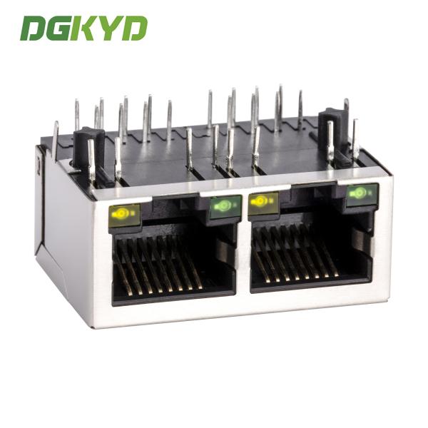 Connecteurs réseau RJ45 blindés métal CAT 5 Port Ethernet RJ45 double G/J Led KRJ-215GYZNL