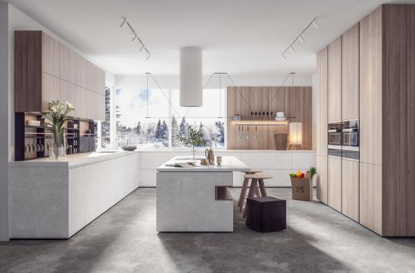 Armoires de cuisine de luxe moderne Fabrique de conception 3D personnalisée Fabriquée en un seul endroit