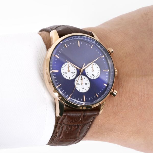 Sapphire Crystal Quartz Wrist Watches , Rose Gold Luxury Watch With Butterfly Hook