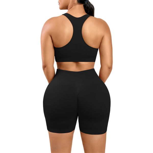 Hexin Custom Logo Женский фитнес-сет с экологически чистой тканью и высокой талией1