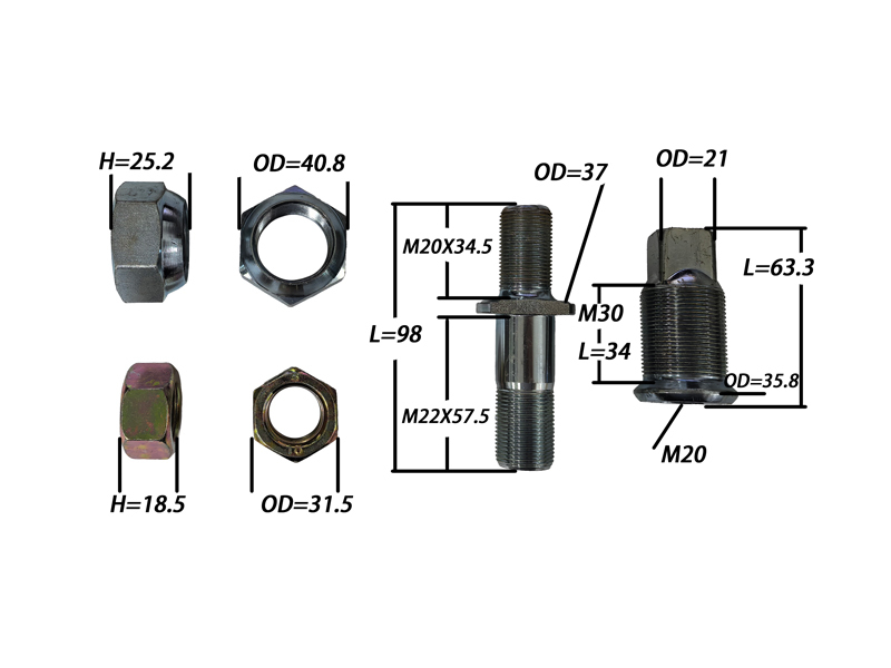 ORIGIN PARDS Wheel Bolt Kit 1423321102 for 8 Holes Brake Drum Isuzu 6HK1 6WF1 Engine Truck and Bus Rear Left Wheel Bolt Group