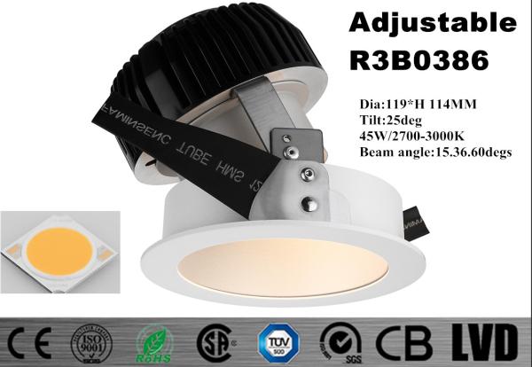 45W Adjustable Round Commercial COB Downlights Energy Saving Dim CITIZEN