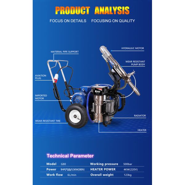 G80 High Pressure Polyurethane Spray Machine 500kg Waterproof Epoxy Paint Sprayer