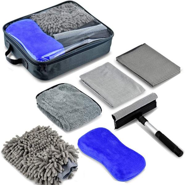 Auto Washing Microfiber Cloth Soft Bristle Detailing Brush Set 7PCS