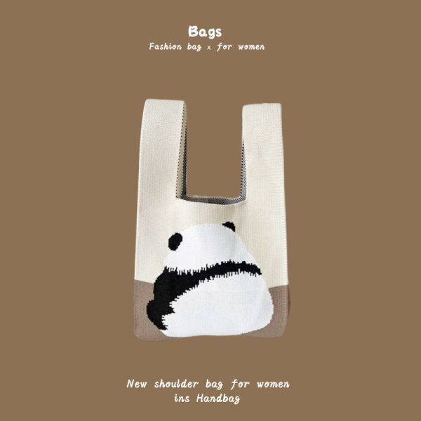 THE NEW INTERNET CELEBRITY HANDBAG KNITTING HAND KNITTING WOOL BUCKET BAG HAND CASUAL TOTE LUNCH BAG