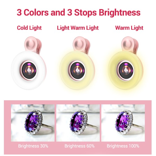 Customized Phone Camera Lens 15x Magnification Macro Lens With LED Light And 3 Stops Adjustment
