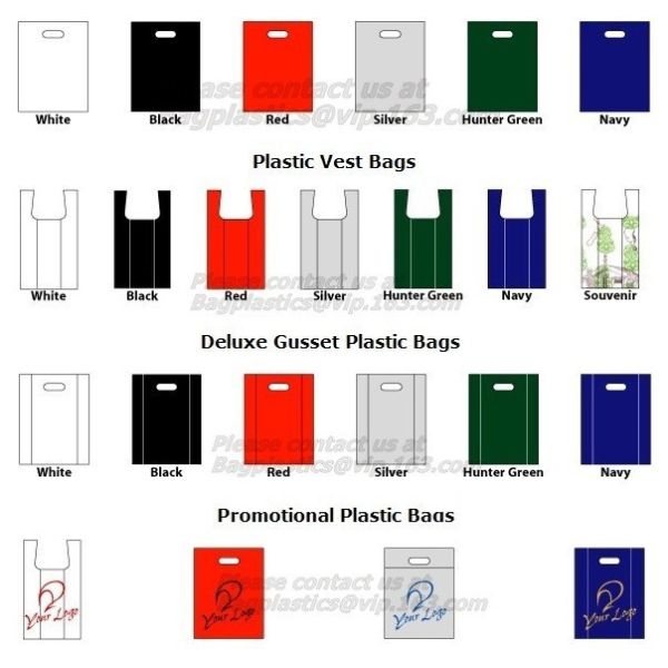 plastic garbage bag, t-shirt bag on roll, pe garbage bag, China HDPE T-shirt