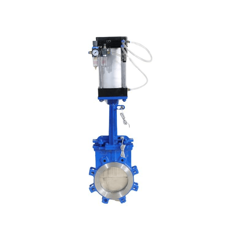 Pneumatic Wafer Knife Gate Valve Ductile Iron Body SS304 Knife Plate With Solenoid Valve for Slurry Sewage Powder Pipeline