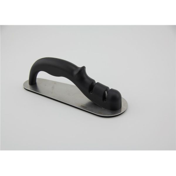 Kitchen Stainless Steel  Knife Sharpener Black Color With Non - Slip Steel Bottom