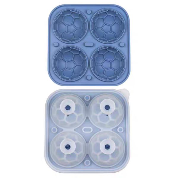 MHC Eco-Friendly Silicone Ice Cube Trays For Freezer With Cover Balls 3D Football Round Ice Mould