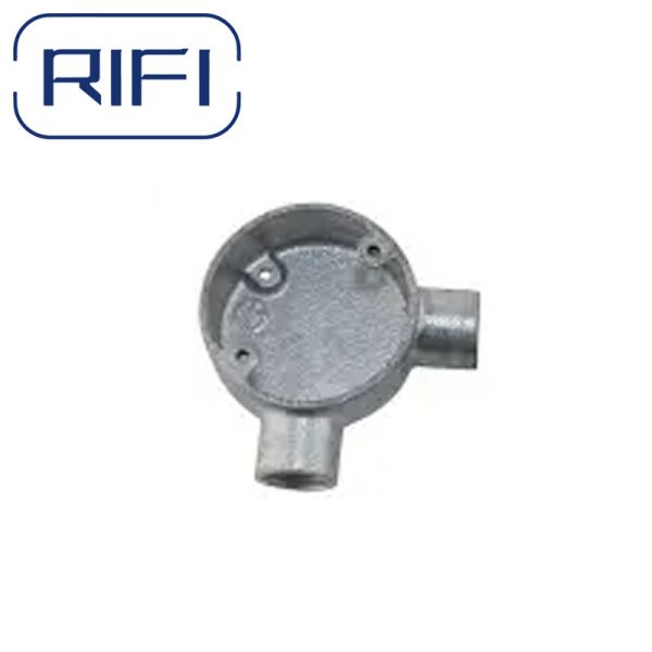 Caja de ángulo de unión de conductos de hierro maleable galvanizado y sumergido en caliente BS4568, BS31 20 mm, 25 mm