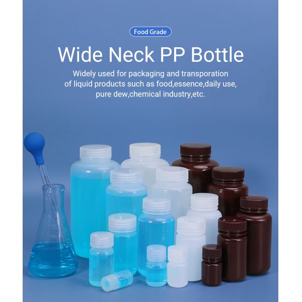 Customized Logo 250ml Wide-Mouth Plastic Clear Reagent Bottle Screw Cap for Medicine
