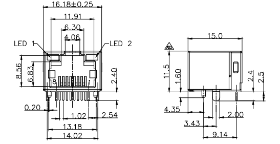 Соединитель Рдж45, 90 лампа защищаемый латунью прямоугольный СИД женской муфты степени Рдж45 встроенная