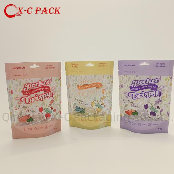 Recyclable plastic pet food packaging aluminized doypack stand up bag resealed