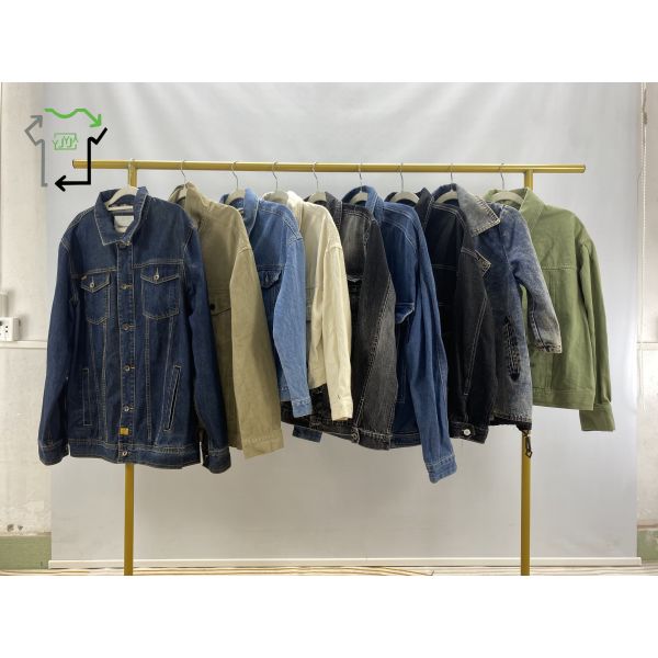 Mixed Size Second Hand Denim Jacket Shirt Slim Fit Fashionable Outerwear Used Clothes