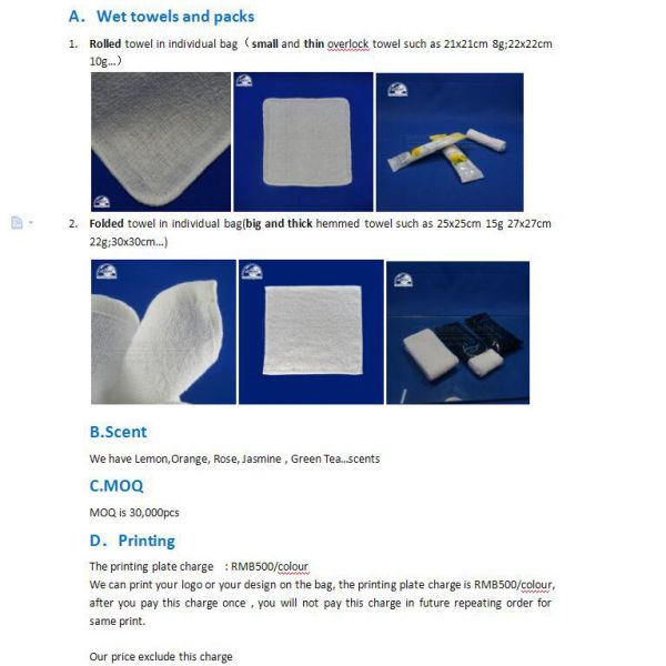 Полотенца устранимого хлопка авиакомпаний руки горячие