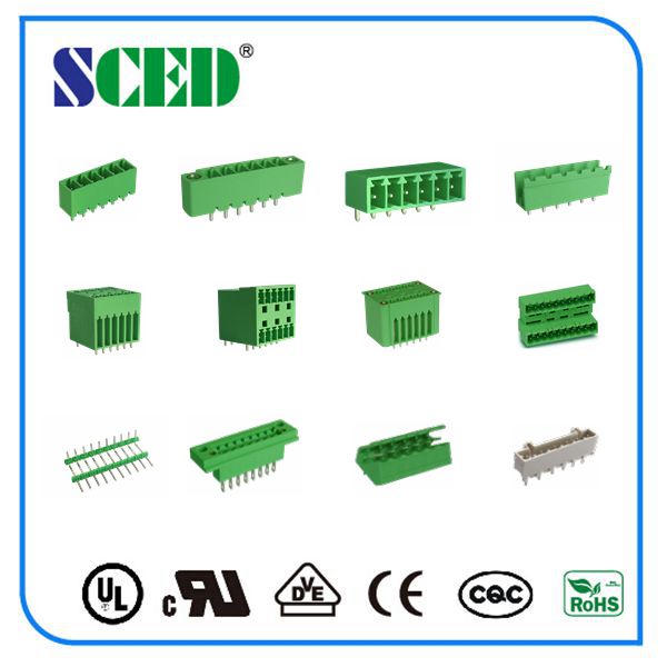 Мыжской тип PCB затыкает внутри разъем 3,50 зеленого цвета терминального блока PA66 3,81 5,08 7.62mm