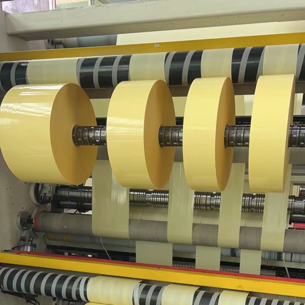 50um Clear BOPP Top Coated Acrylic Glue Yellow Glassine Liner WG4533H