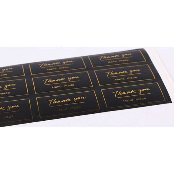 Rectangular Embossing Gold Foil Stamped Stickers Black Thank You Stickers Gift