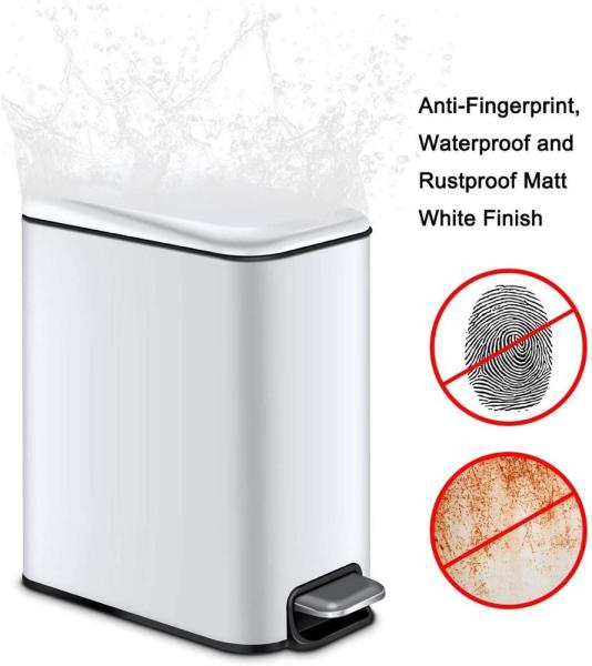 15 L  Indoor Trash Can Stainless Steel Dustbin Foot Pedal Cleaning Equipment