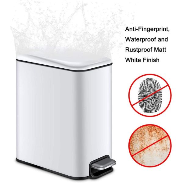 15 L  Indoor Trash Can Stainless Steel Dustbin Foot Pedal Cleaning Equipment