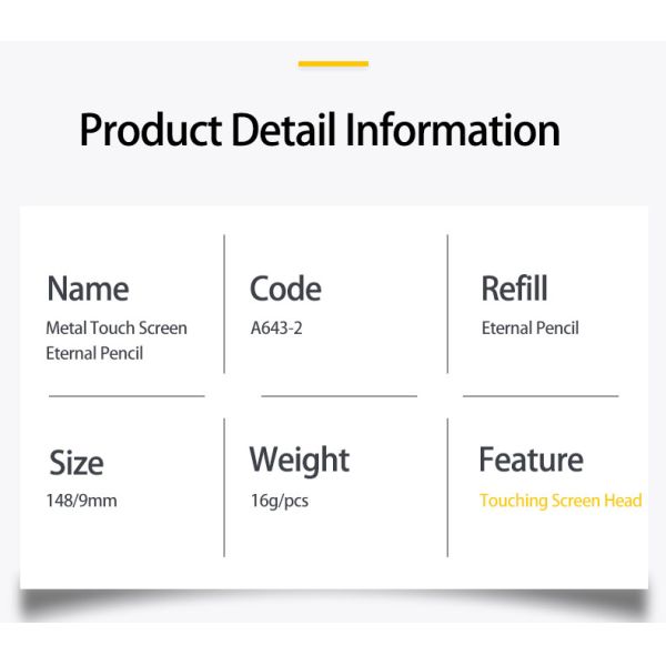 Creative Metal Eternal Pencil Multifunctional Colorful Touch Screen Stylus Pencil