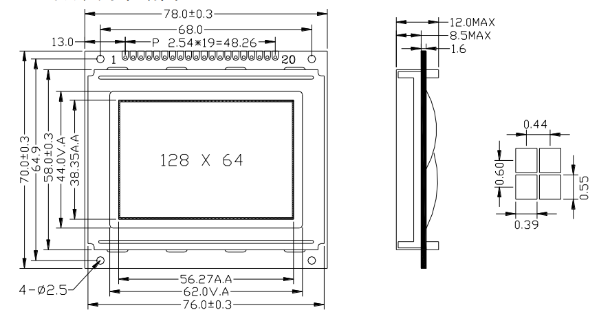24064 модуль LCD Monochrome дисплея матрицы точки 12864 графиков