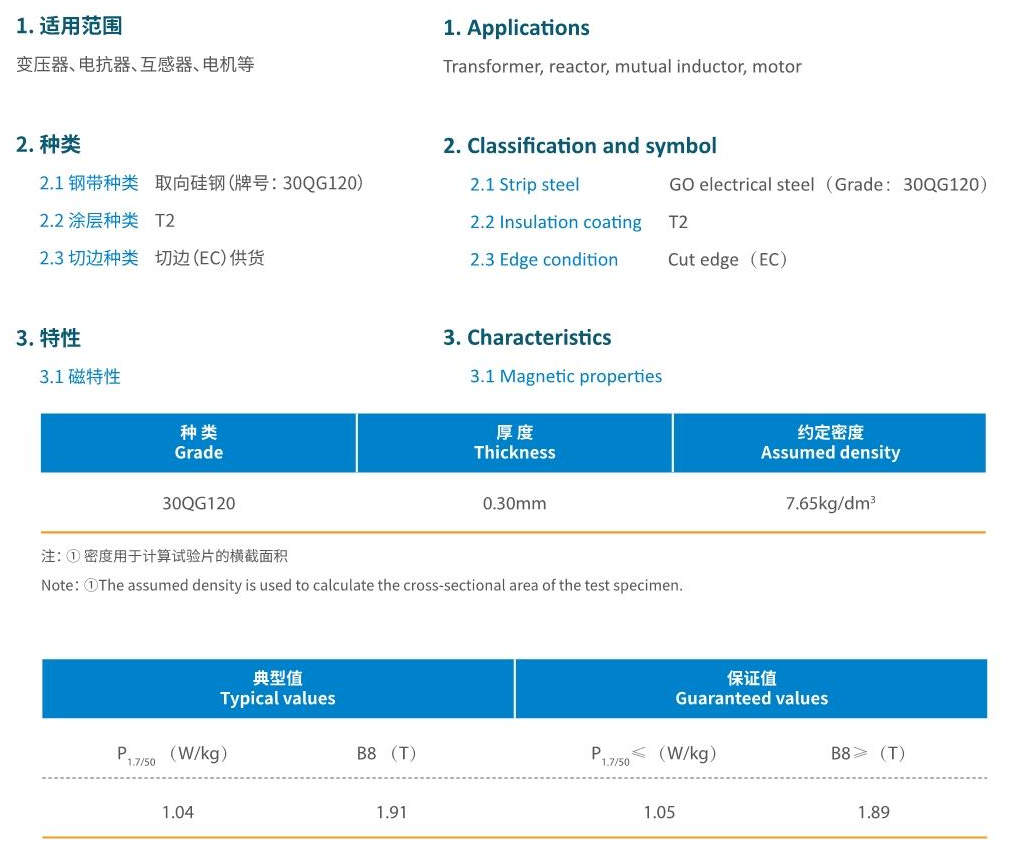 30QG120 T2 GoOriented Silicon Electrical Steel Coil For Transformer Motor