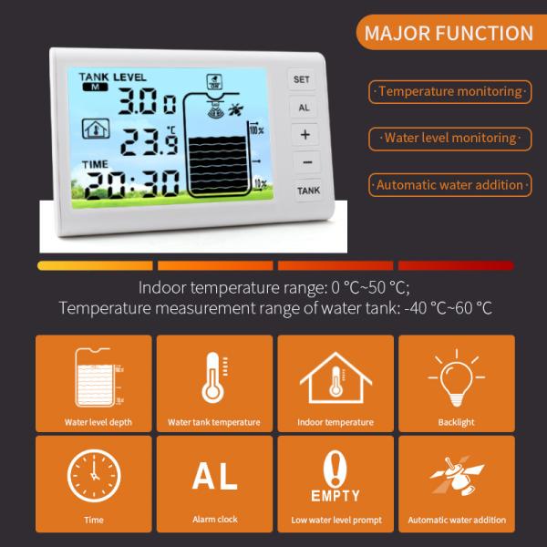 Ultrasonic Liquid Level Meter Multi Function Household Water Tank Water Level Meter Alarm Function